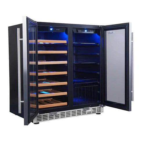 Husky Dual Door Wine Cabinet and Drink Chiller Stainless Steel - HUS-WC66B-ZY